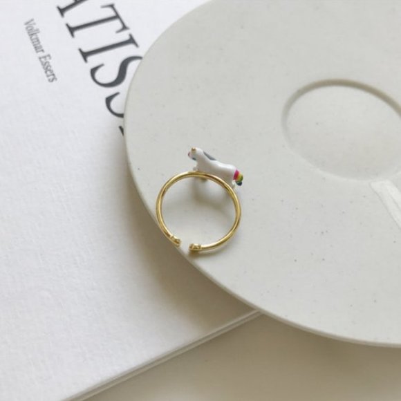 3/$25 🏷️  Sterling Silver Horse Animal Ring Adjustable Unicorn Enamel Ring Her - Picture 8 of 9